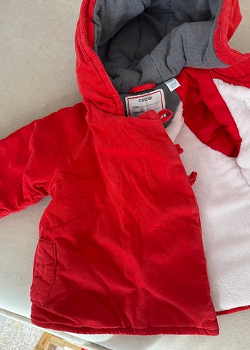 Kapüşonlu Kırmızı  Çocuk Kabanı - Görsel 3