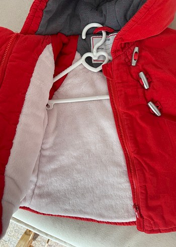 Kapüşonlu Kırmızı  Çocuk Kabanı - Görsel 6