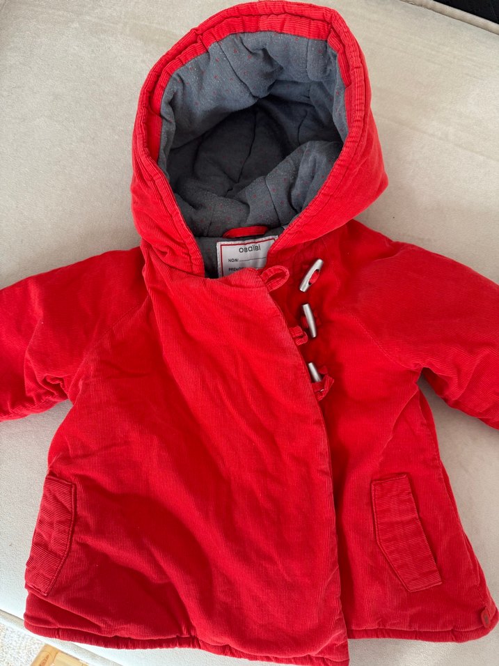 Kapüşonlu Kırmızı  Çocuk Kabanı - Görsel 2