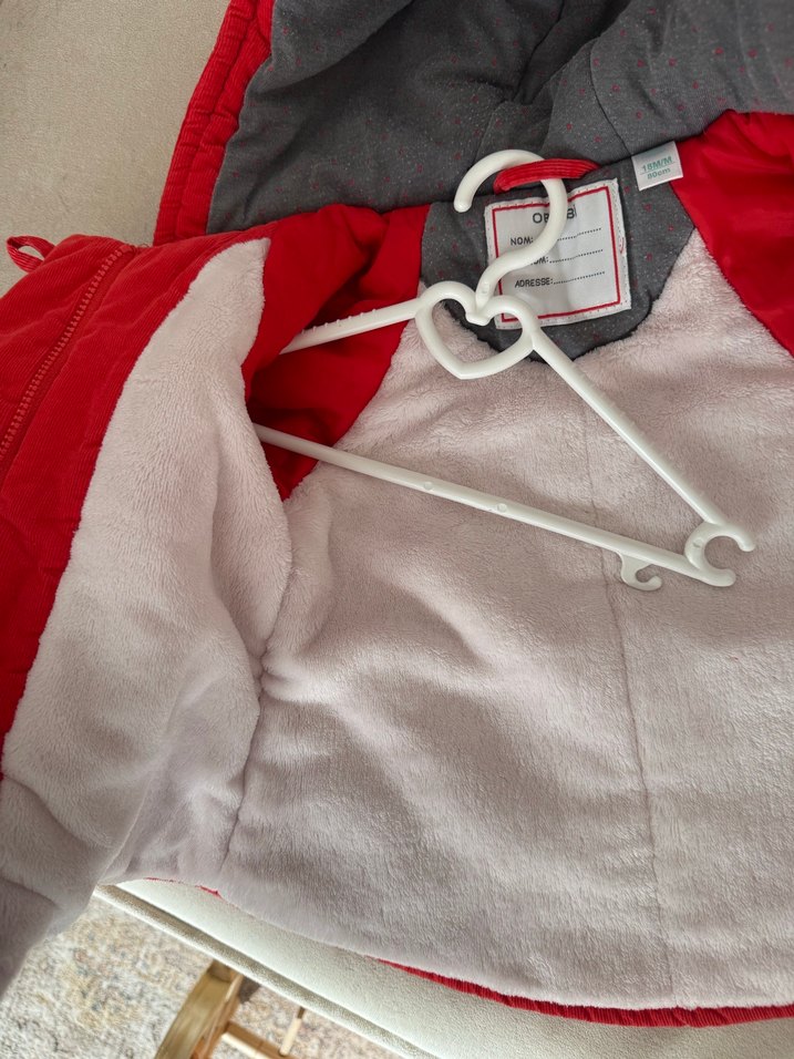 Kapüşonlu Kırmızı  Çocuk Kabanı - Görsel 5