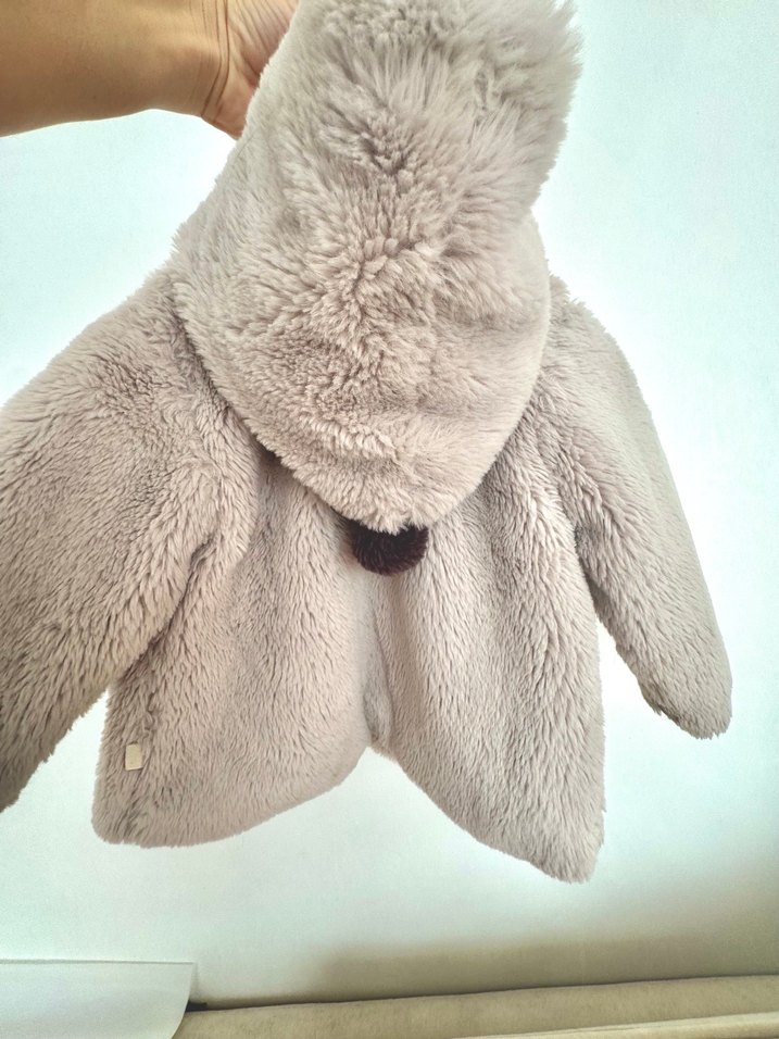 Krem Peluş Detaylı Kız Çocuk Kaban - Görsel 3