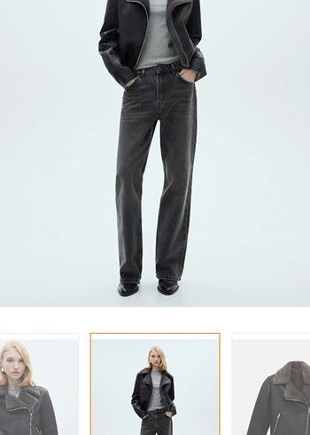 s Beden Gri Kadın Biker Denim Ceket Kürk Detaylı