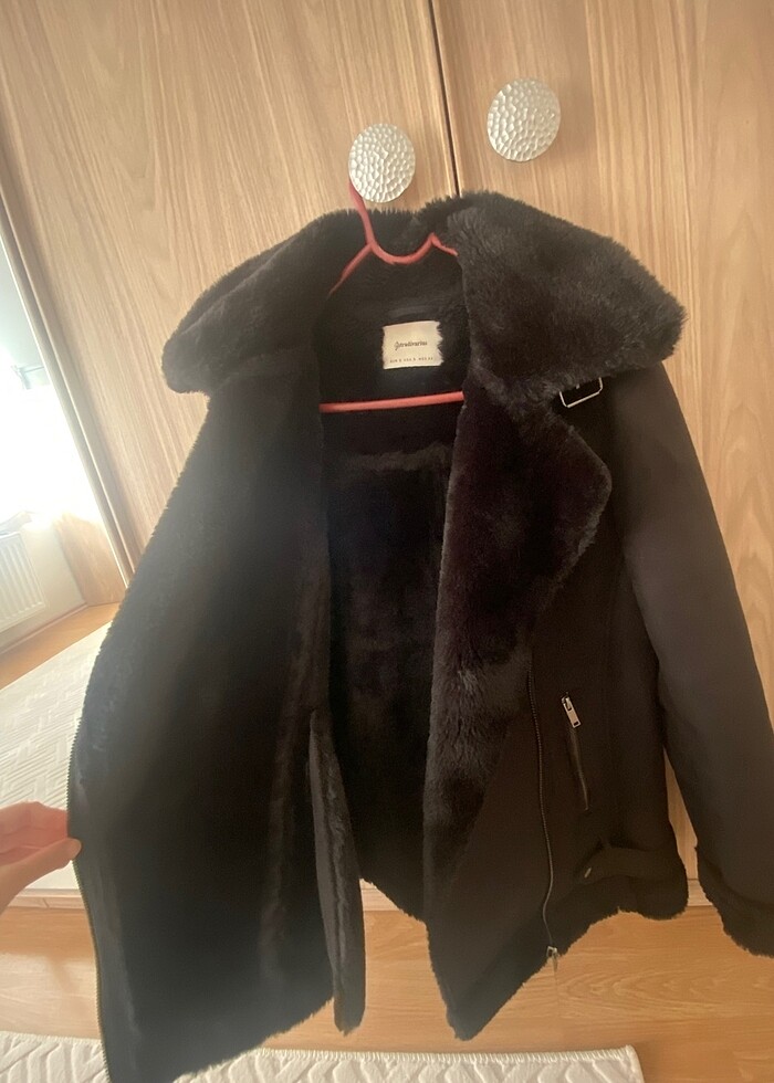 Stradivarius Siyah Biker Mont - Görsel 3