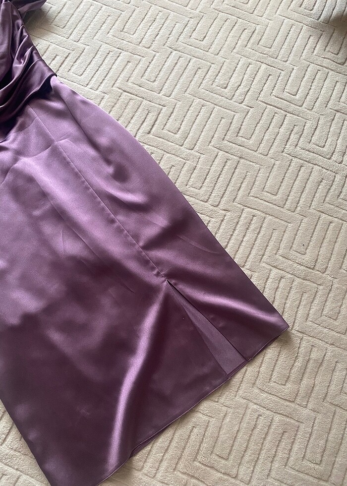 Kadın Lila Saten Söz Nişan elbisesi - Görsel 3