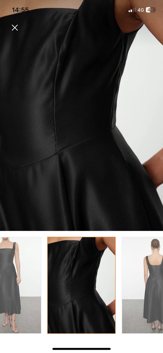 Siyah Uzun İpek Dokulu Kadın Elbise - Görsel 2