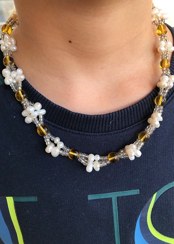 Gerçek incili,taşlı kolye - Görsel 5