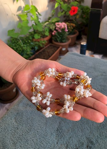 Gerçek incili,taşlı kolye - Görsel 2