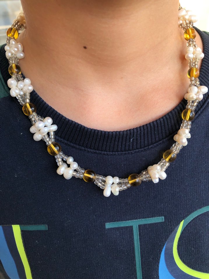 Gerçek incili,taşlı kolye - Görsel 5