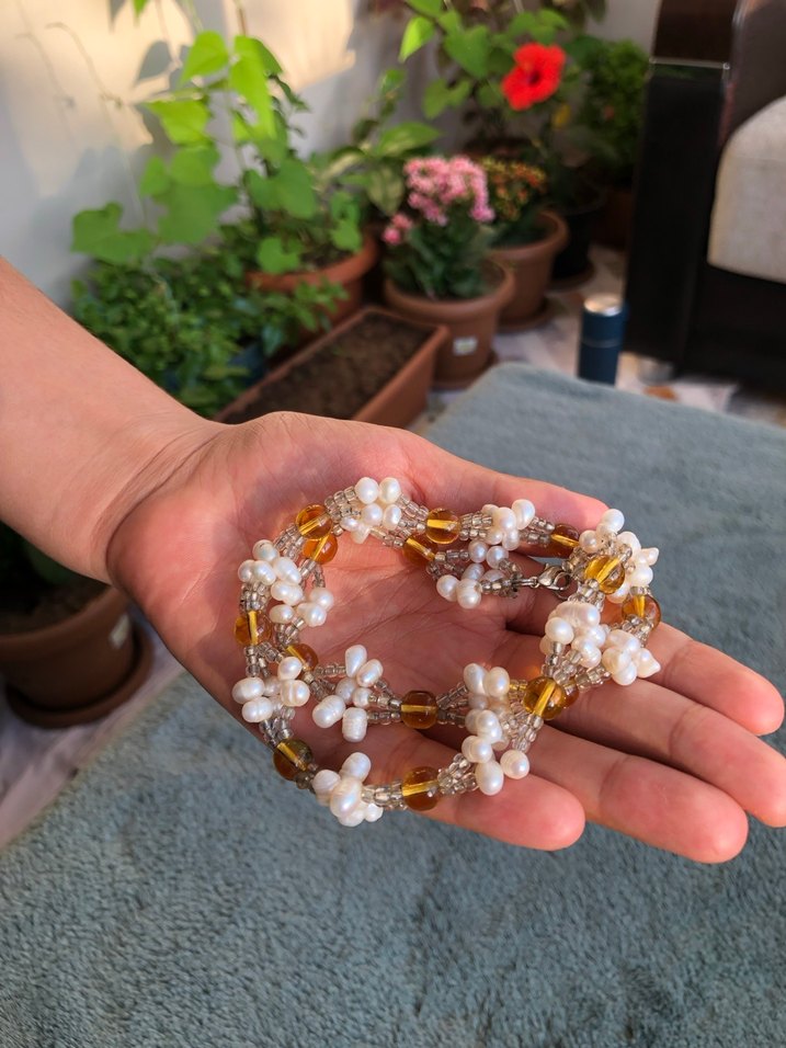 Gerçek incili,taşlı kolye - Görsel 2