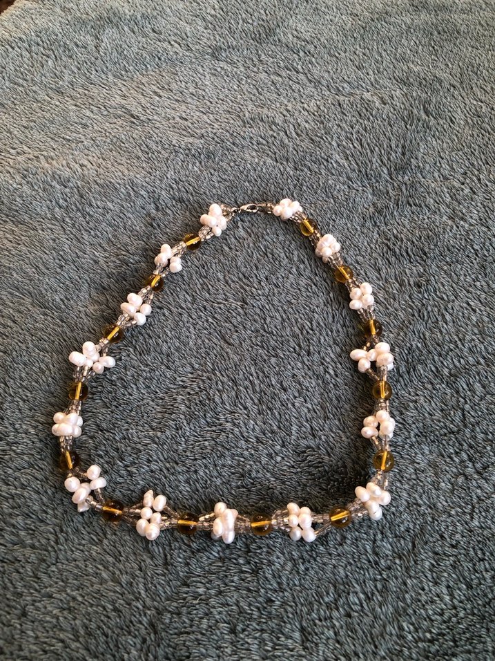 Gerçek incili,taşlı kolye - Görsel 3