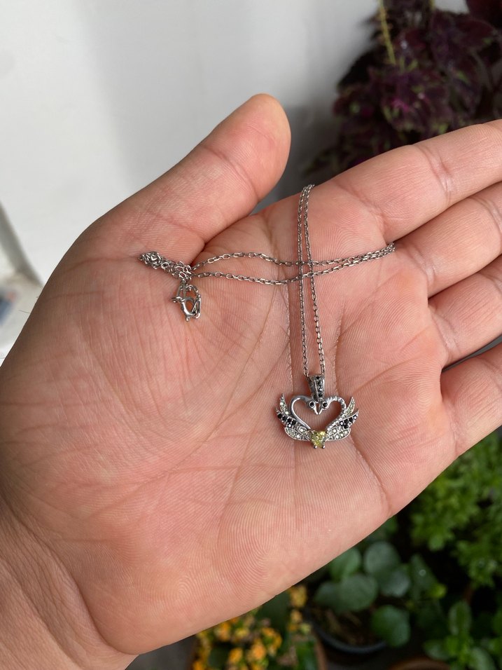 Gümüş,Çift KUĞU model Kolye - Görsel 4