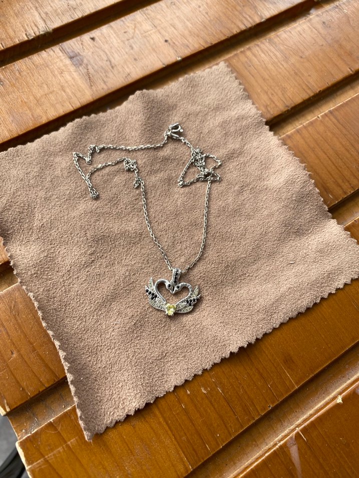 Gümüş,Çift KUĞU model Kolye - Görsel 2