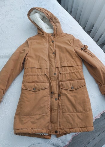 Bej Kadın Midi Boy Sıcak Mont - Görsel 3