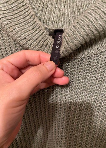 Yeşil Örgü Boğazlı Kadın Kazak - Görsel 3