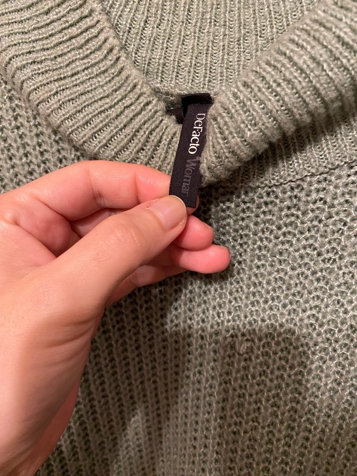 Yeşil Örgü Boğazlı Kadın Kazak - Görsel 3