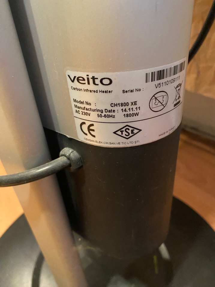 Veito Siyah Gri Ayaklı Isıtıcı - Görsel 3