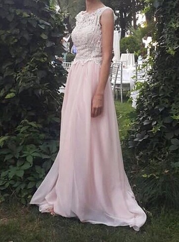 Pembe abiye elbise