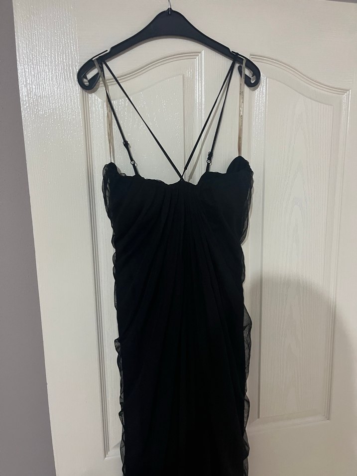 Siyah Uzun çapraz askılı abiye - Görsel 3