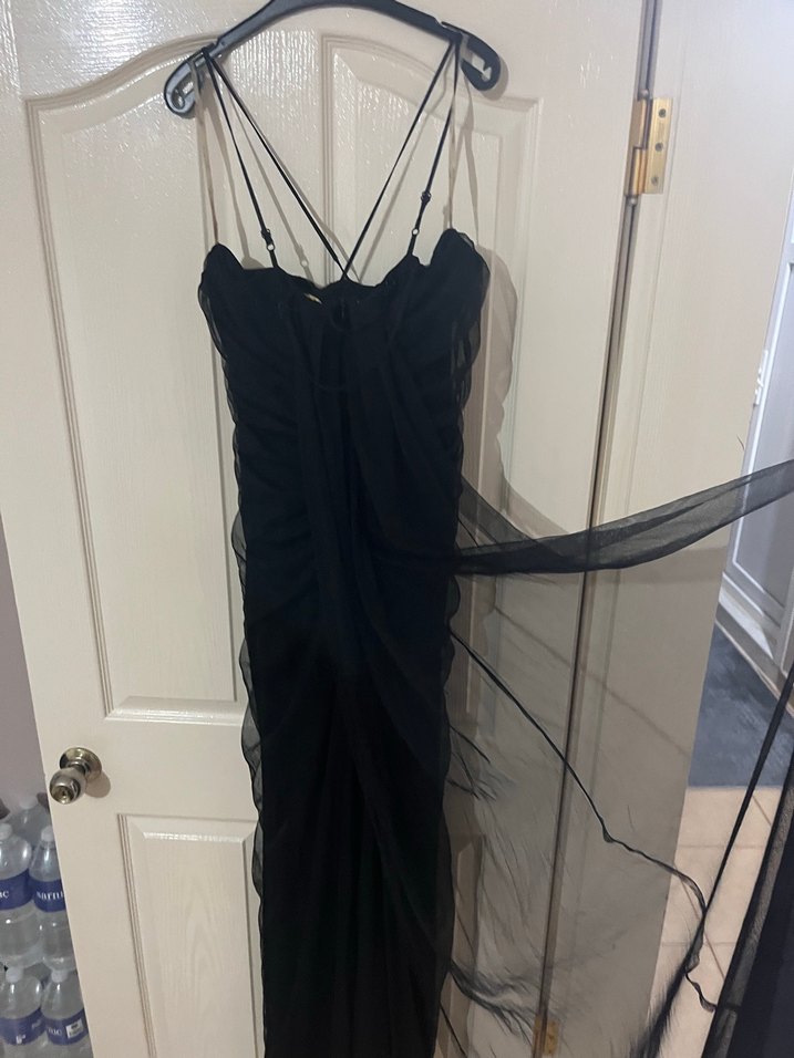 Siyah Uzun çapraz askılı abiye - Görsel 2