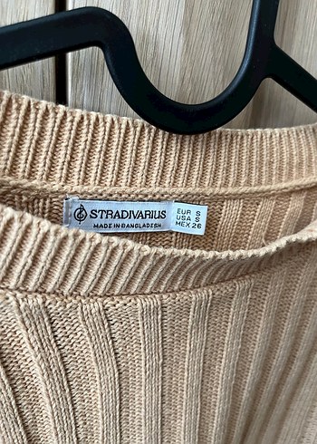 Stradivarius Stradivarius Bej Crop Triko Kadın Uzun Kollu Kazak