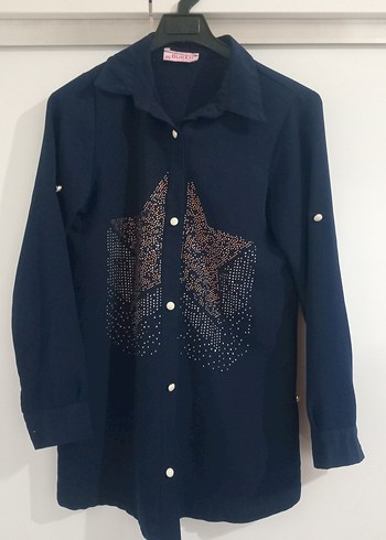 Uzun Kollu Mavi Çocuk Gömlek - Görsel 3