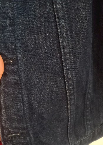 Kadın lacivert eskitmeli Kot gömlek - Görsel 2