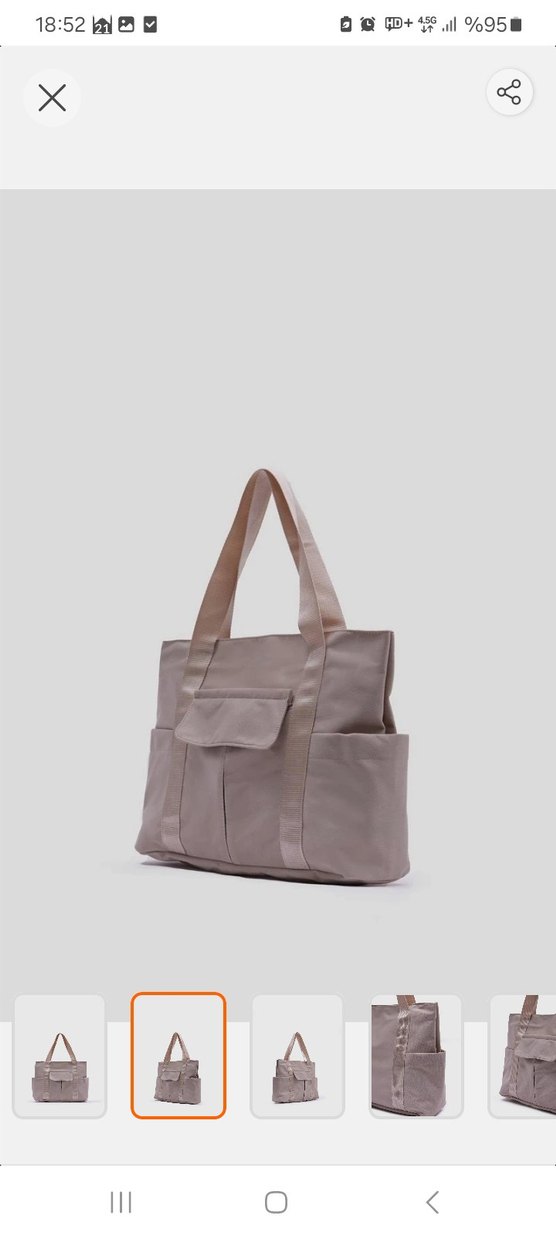 Bej Minimalist Kadın Omuz Çantası - Görsel 2