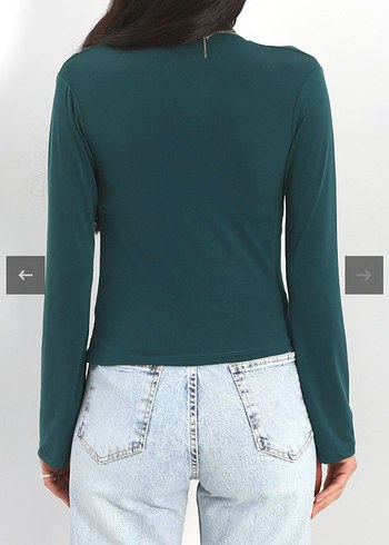 Zümrüt Yeşili Büzgülü Kadın Bluz - Görsel 7