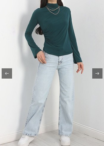 Zümrüt Yeşili Büzgülü Kadın Bluz - Görsel 3