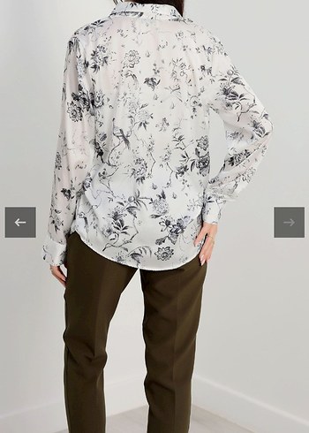 Desenli Saten Gömlek - Görsel 8