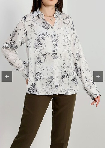 Desenli Saten Gömlek - Görsel 5