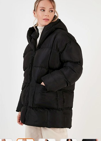 Siyah Kapüşonlu Kadın Kışlık Mont - Görsel 2