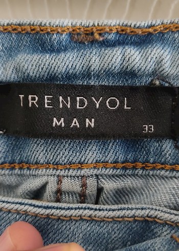33 Beden mavi Renk Erkek Mavi Denim Mini Şort