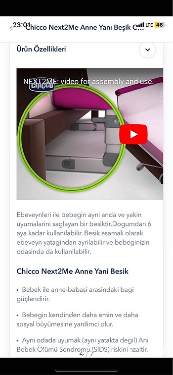 Chicco anne yanı yatak