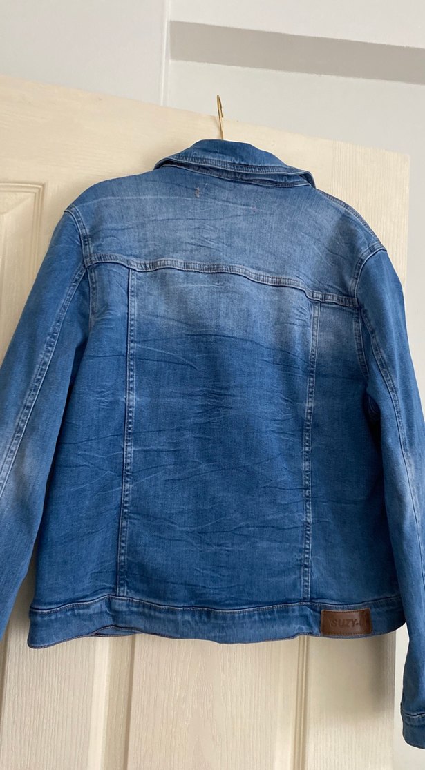 Düğmeli Mavi Kadın Denim Ceket - Görsel 3