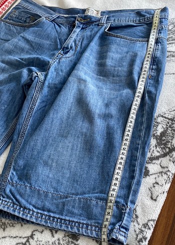 Erkek Kot Şort Bel Detaylı Mavi - Görsel 3