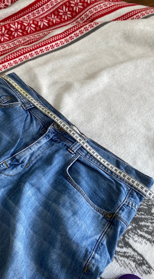 Erkek Kot Şort Bel Detaylı Mavi - Görsel 2