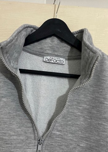 Gri Yarım Fermuarlı Kadın Sweatshirt - Görsel 2