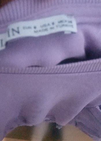 Kızlar için Mor Keten Kısa Kollu Tişört - Görsel 2