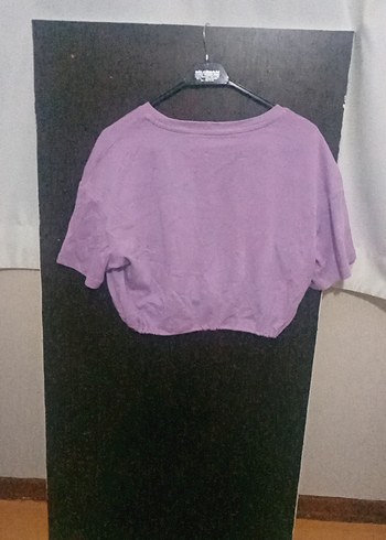 Kızlar için Mor Keten Kısa Kollu Tişört - Görsel 3