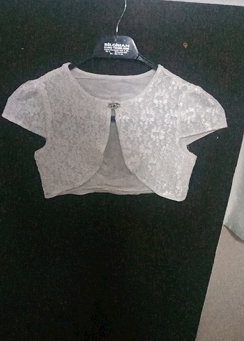 Kız Çocuk Kısa Kollu Dantelli Beyaz Bolero - Görsel 2