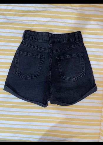 Siyah Bağcıklı Salaş Mini Kot Şort - Görsel 2