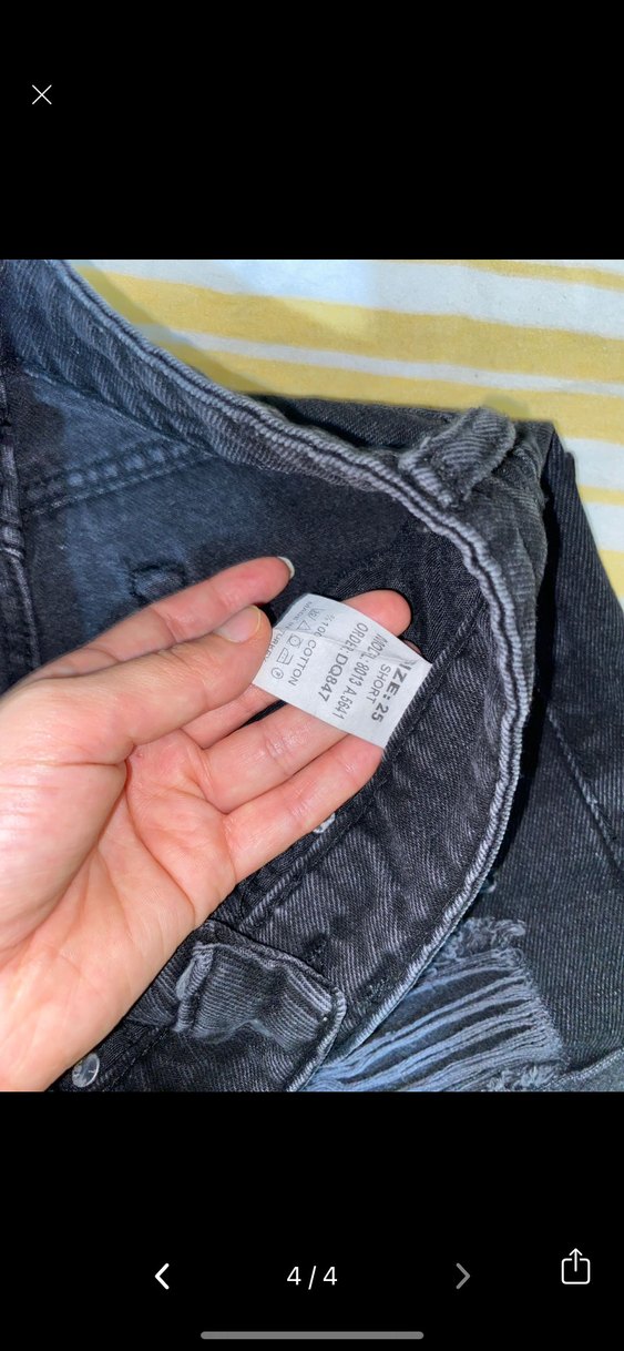 Siyah Bağcıklı Salaş Mini Kot Şort - Görsel 3