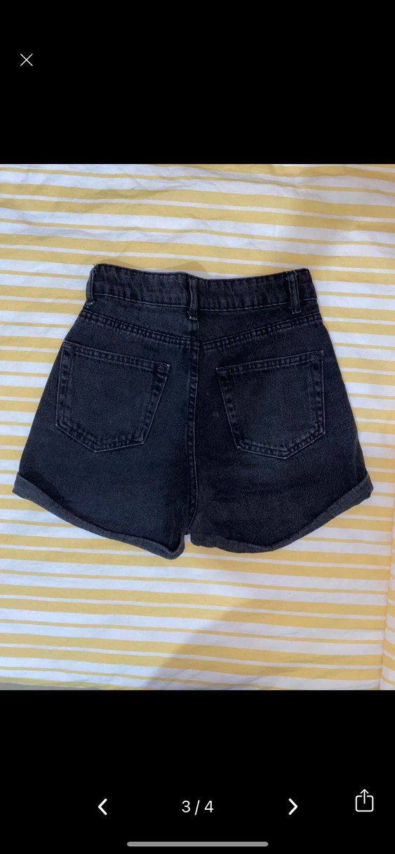 Siyah Bağcıklı Salaş Mini Kot Şort - Görsel 2