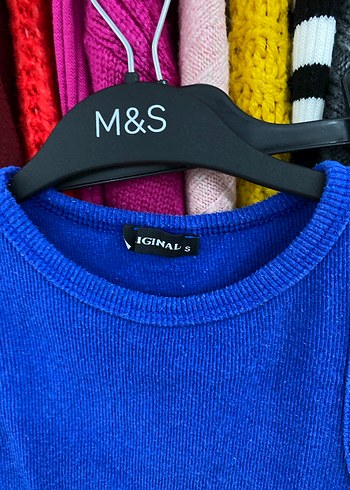 Mavi Mini Örme Kadın Atlet - Görsel 2