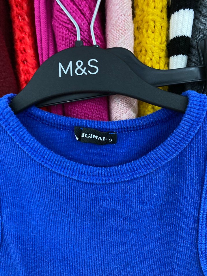 Mavi Mini Örme Kadın Atlet - Görsel 2