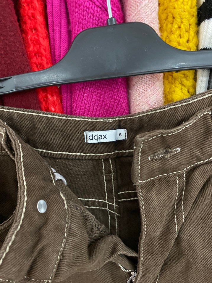 Kahverengi Mini Bağlamalı Kot Şort - Görsel 2