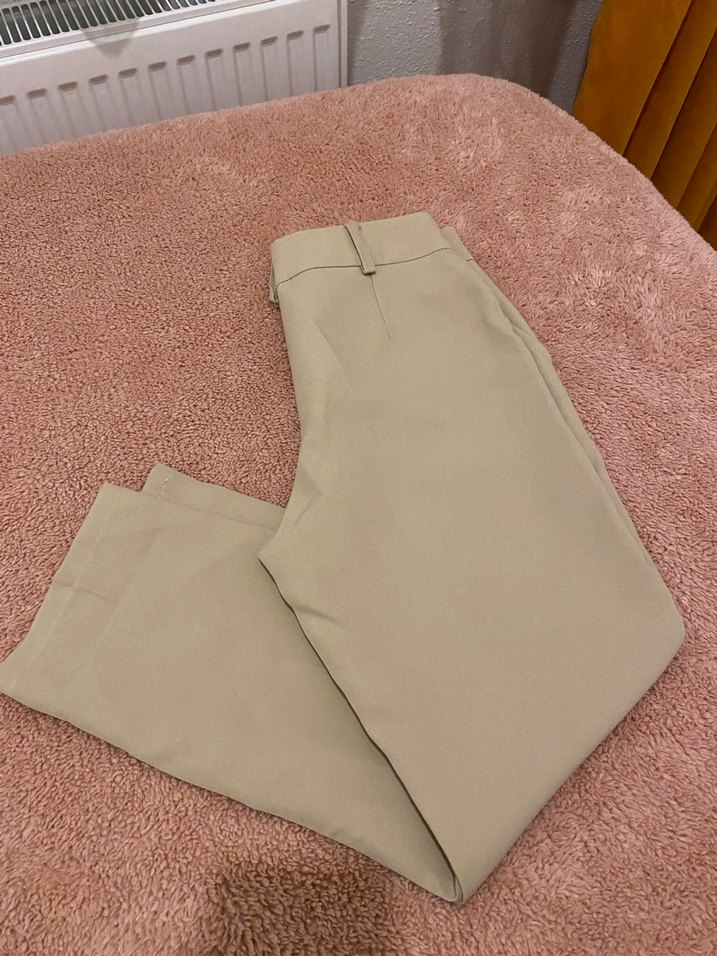 Bej Midi Kadın Kumaş Pantolon - Görsel 2