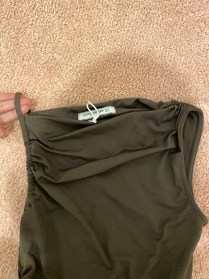 Kahverengi Fitted Kolsuz bluz - Görsel 4