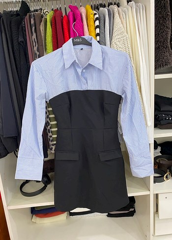 Çizgili Uzun Kollu Midi Elbise - Görsel 2